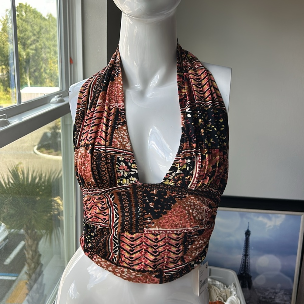 Free People Multicolor Patterned Crop Top